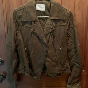 Faux leather bomber motorcycle style jacket.